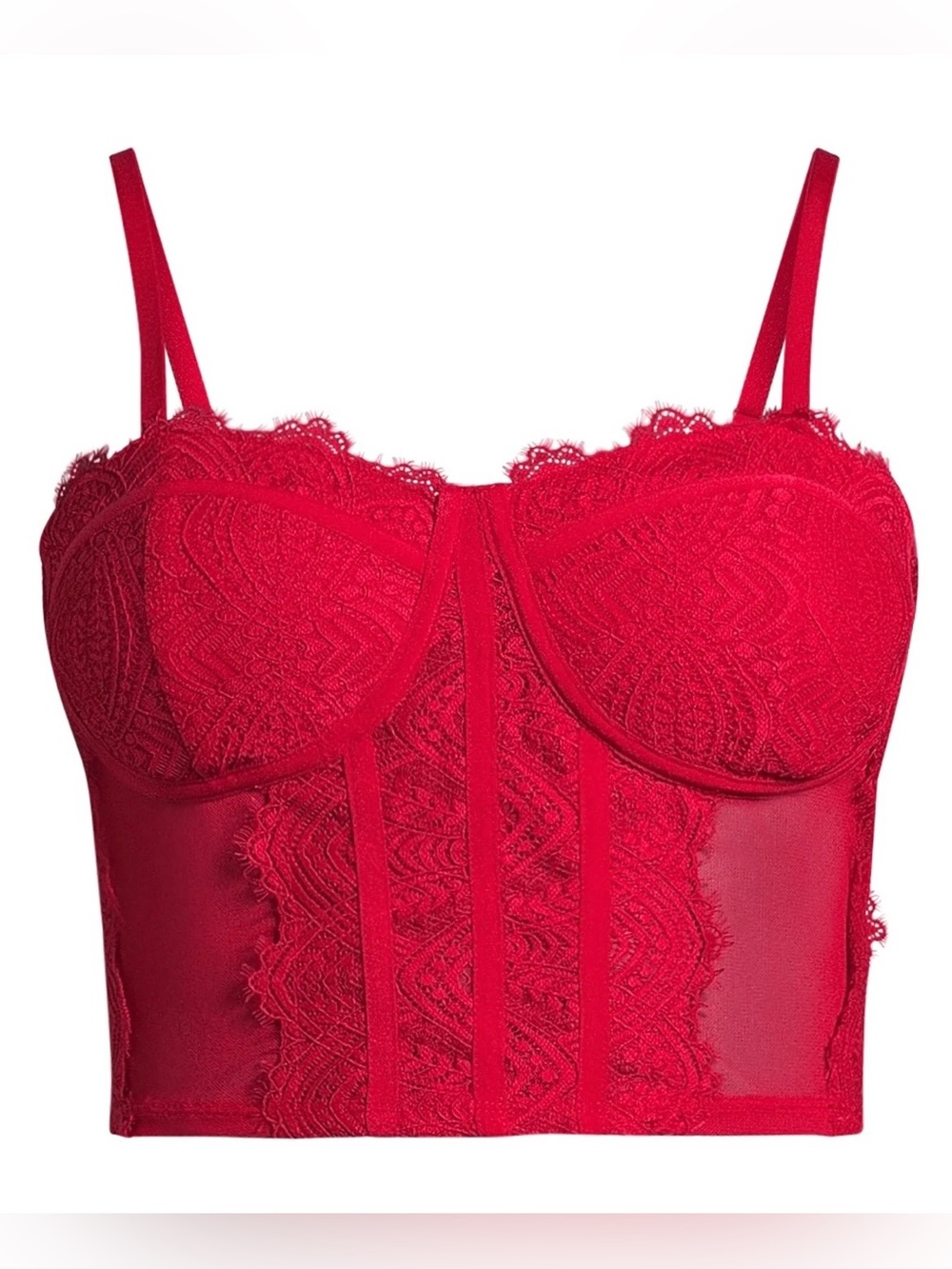 Madden NYC Red Lace Bustier Top Small